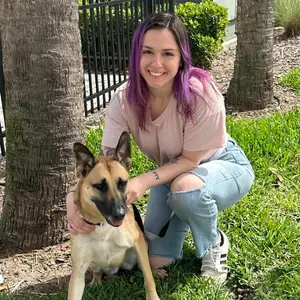 Natalie with a dog